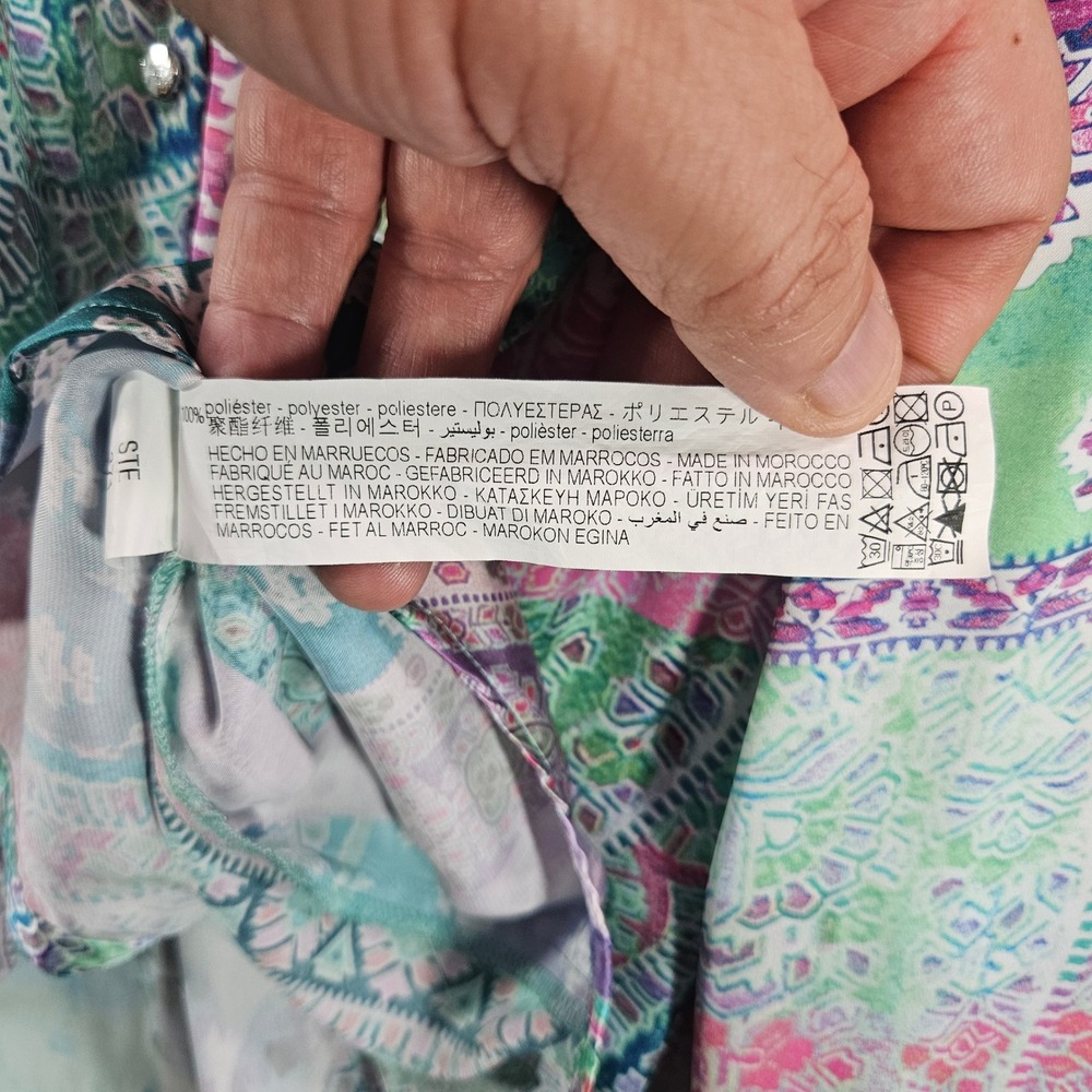 Zara Womens XL Patchwork Paisley Floral Print Button Down Shirt Multi Color - Picture 5 of 9